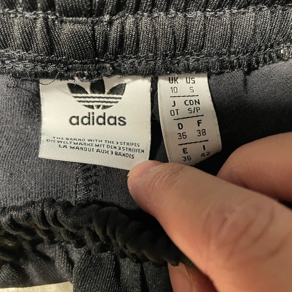 Adidas originals track pants black white stripe small trefoil Lounge athleisure - Picture 4 of 6